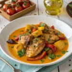 elicious Churu Chicken Amarillo dish with vibrant sauce and fresh herbs