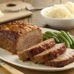 lipton onion soup meatloaf with ketchup glaze and mashed potatoes