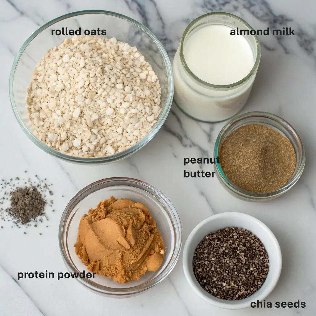 Peanut butter protein overnight oats ingredients