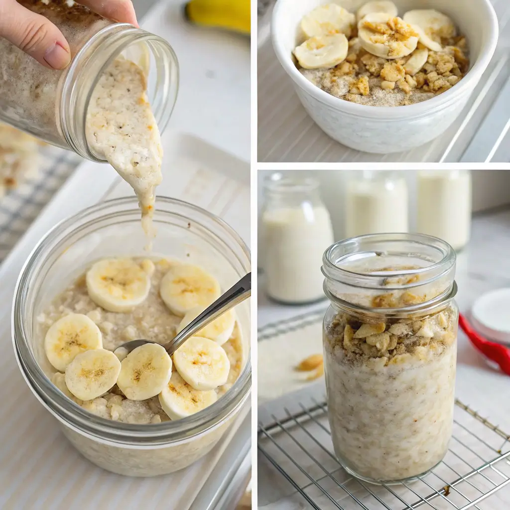 How to make banana bread overnight oats step-by-step