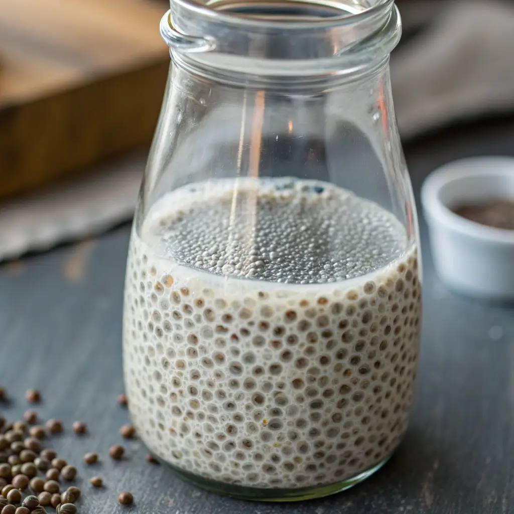 chia seed spherification process for overnight oats