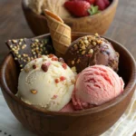 Scoops of Cuisinart ice cream in multiple flavors