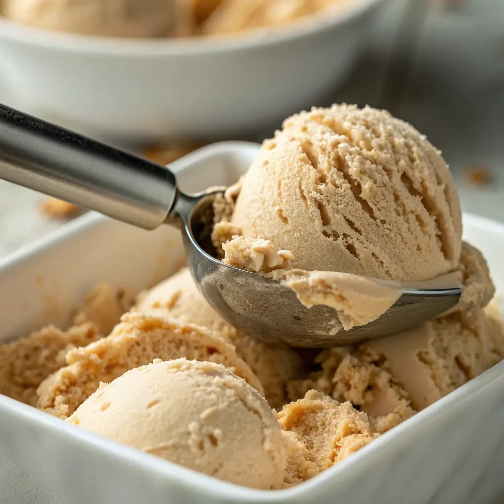 Scooping smooth Cuisinart ice cream with perfect texture