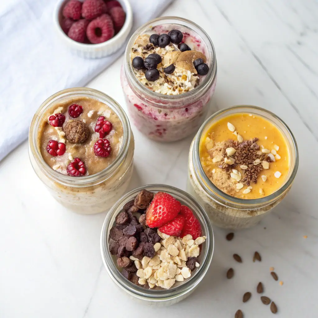 Flavor variations of gelatin protein overnight oats