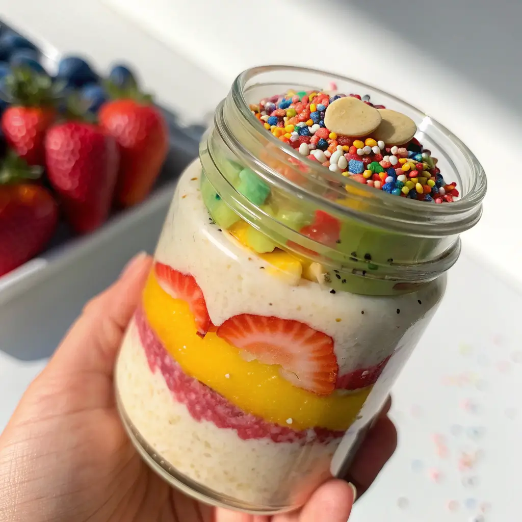 Kid-friendly 3 layer overnight oats jar