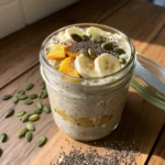 magnesium overnight oats with pumpkin seeds and banana