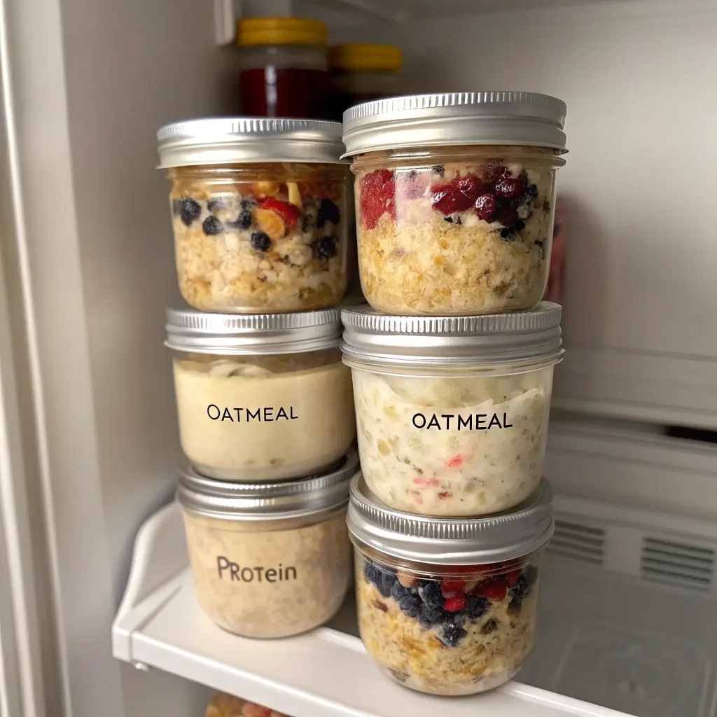 Meal prepped high protein overnight oats