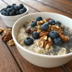 nootropic morning oats with blueberries and walnuts