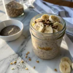 Overnight oats in jar refrigerated for safe storage