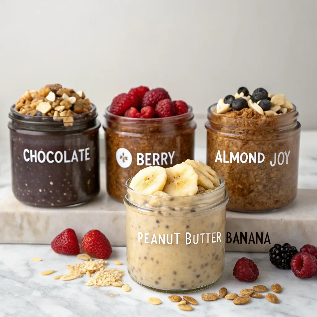 Four flavors of low calorie overnight oats WW variations