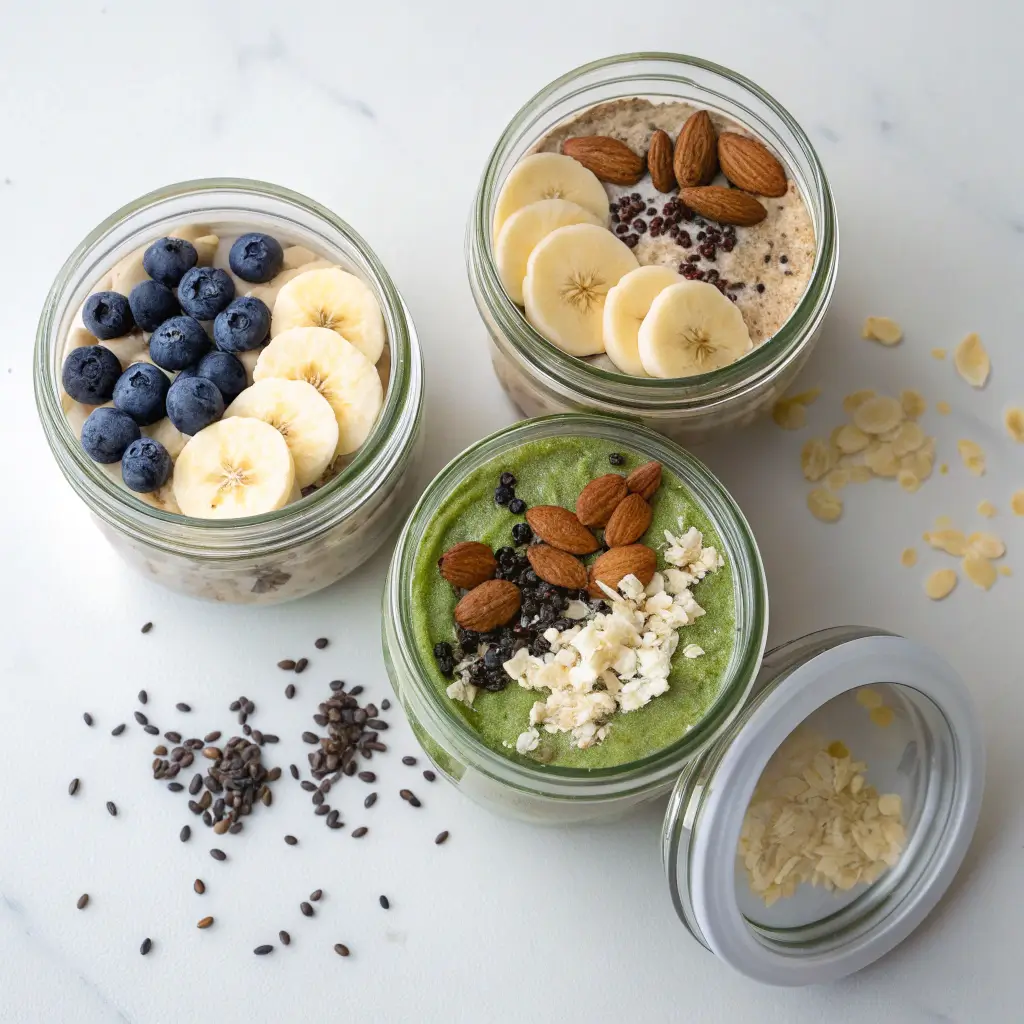 Plant whey overnight oats meal prep jars