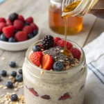 probiotic overnight oats with berries and honey