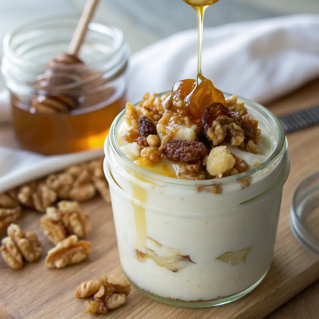 Probiotic yogurt with prebiotic toppings for gut health