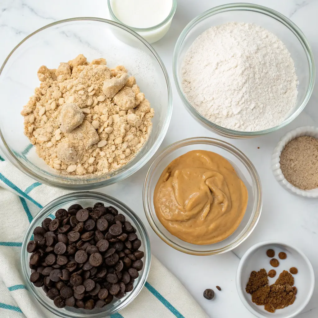 protein cookie ingredients on kitchen counter