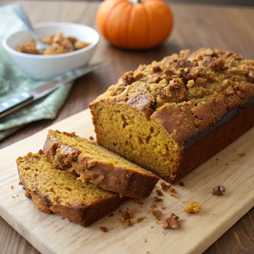 Pumpkin Banana Loaf with Cinnamon Streusel topping