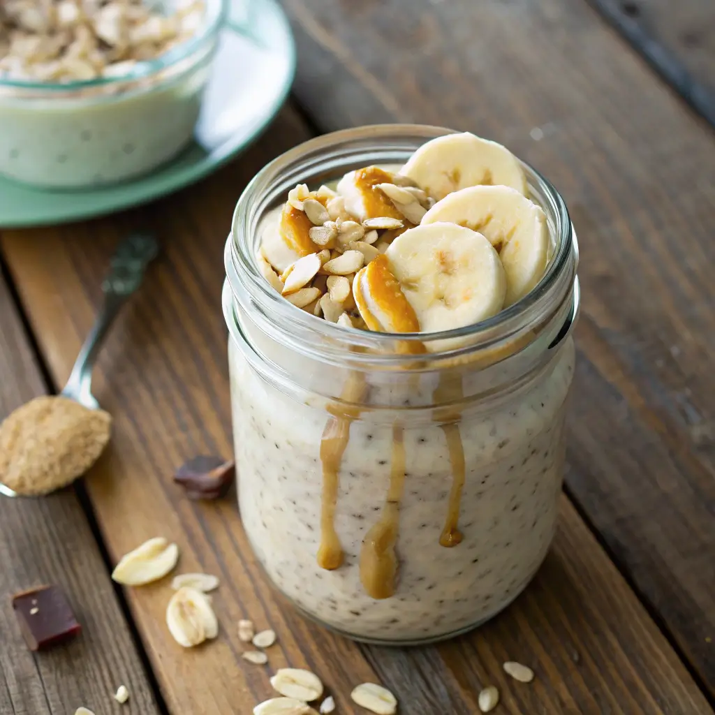 quick oats overnight oats with banana and peanut butter
