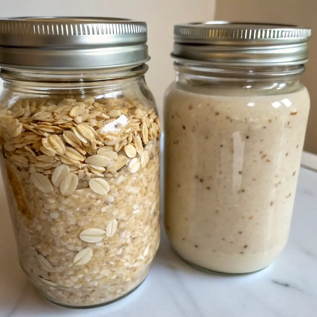 comparison between quick oats and rolled oats overnight