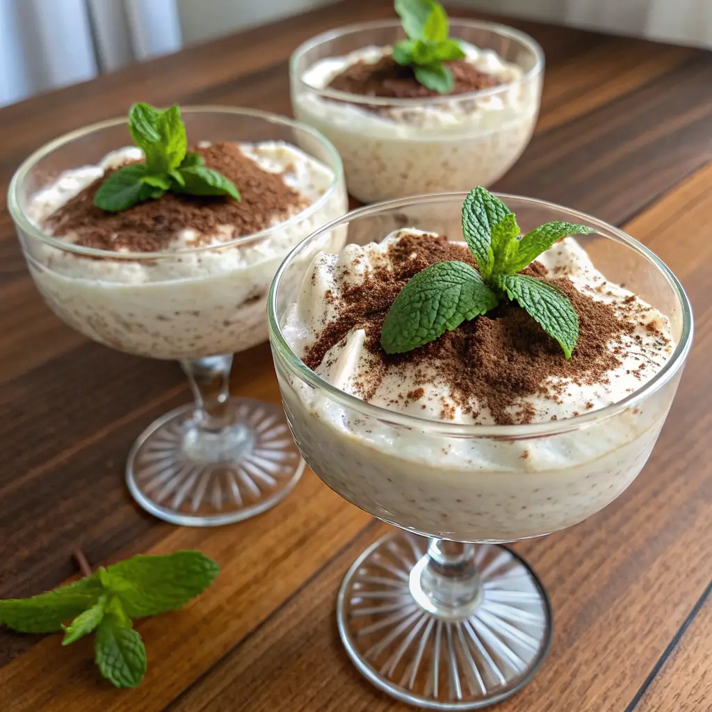 serving whipped foam overnight oats in dessert glasses
