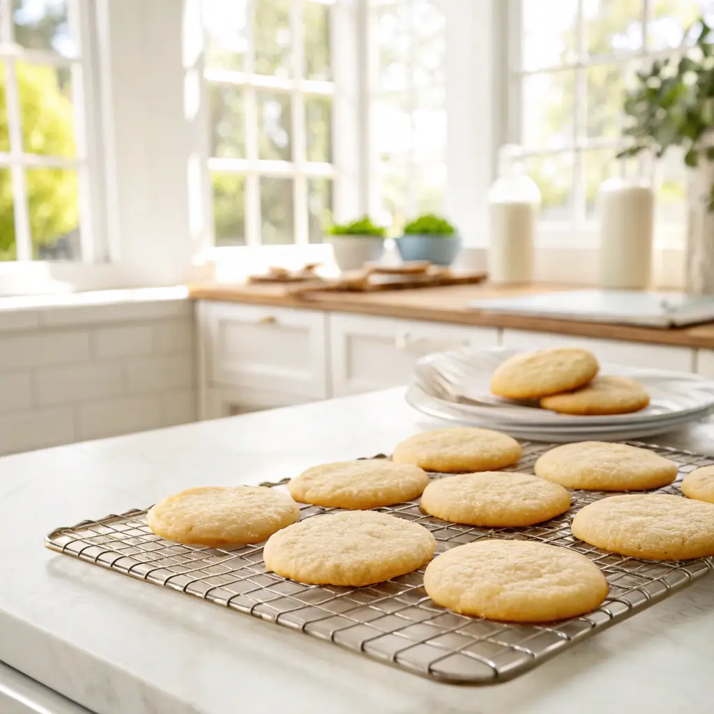 Fresh sour cream cookies cooling after baking
