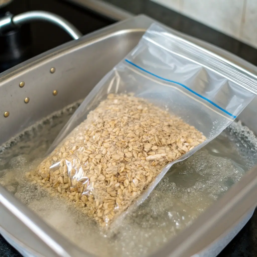 sous vide oatmeal cooking in water bath