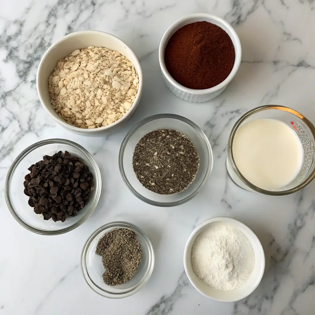 Ingredients for healthy tiramisu overnight oats on counter
