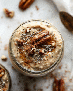 Seasonal Vegan Overnight Oats with Pumpkin and Pecans
