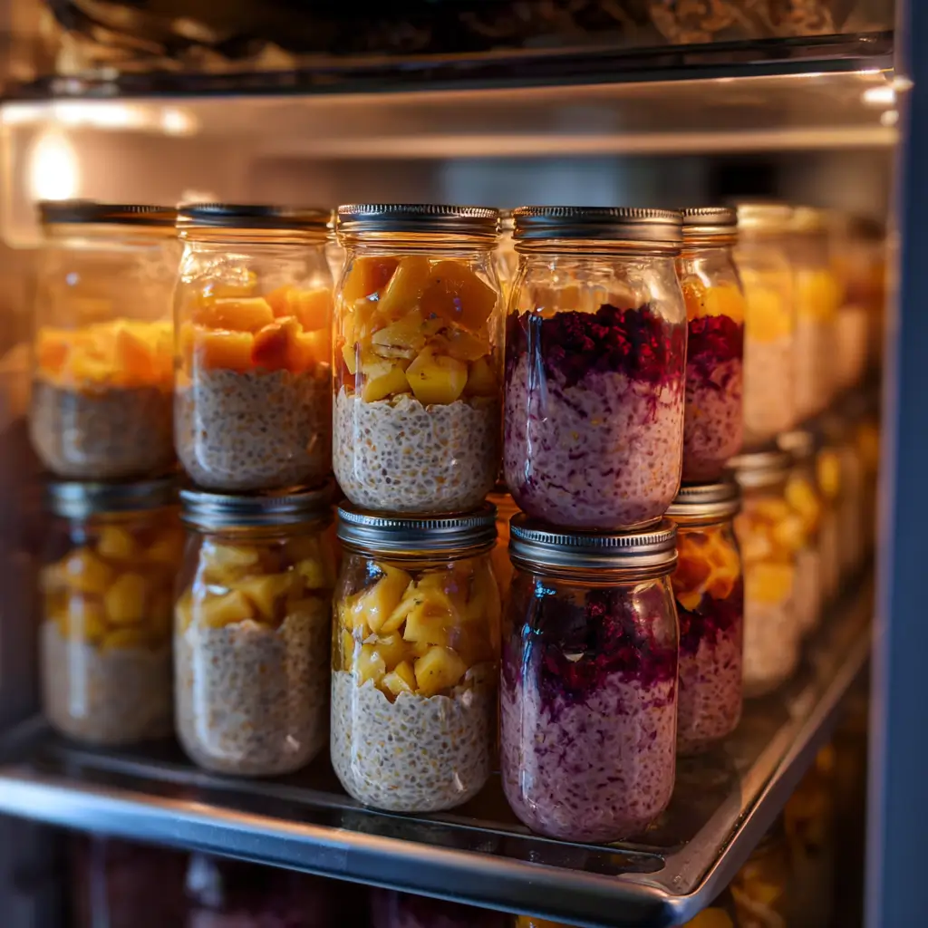 Banana mango overnight oats meal prep jars
