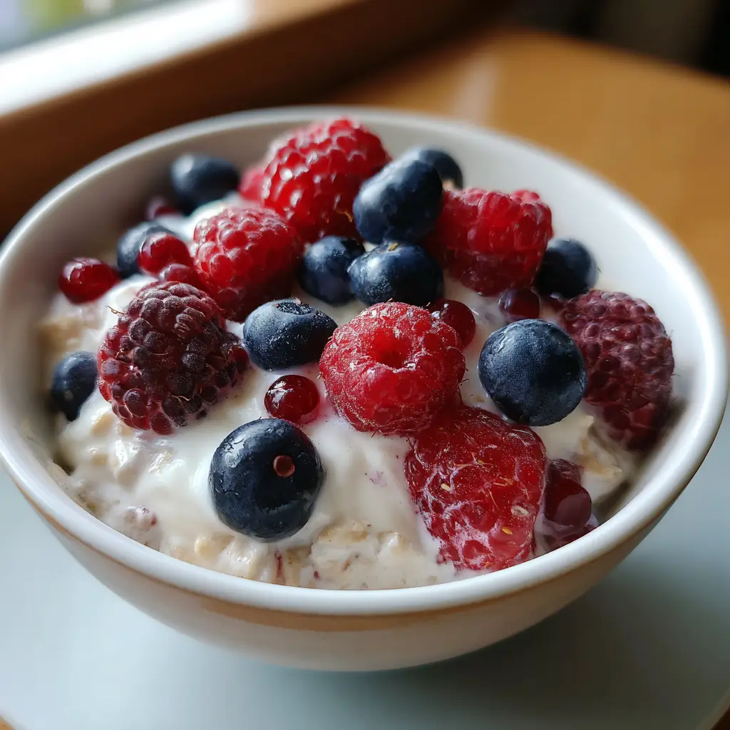 cold overnight oats with berries