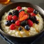 Cream of rice vs oatmeal breakfast bowl with berries