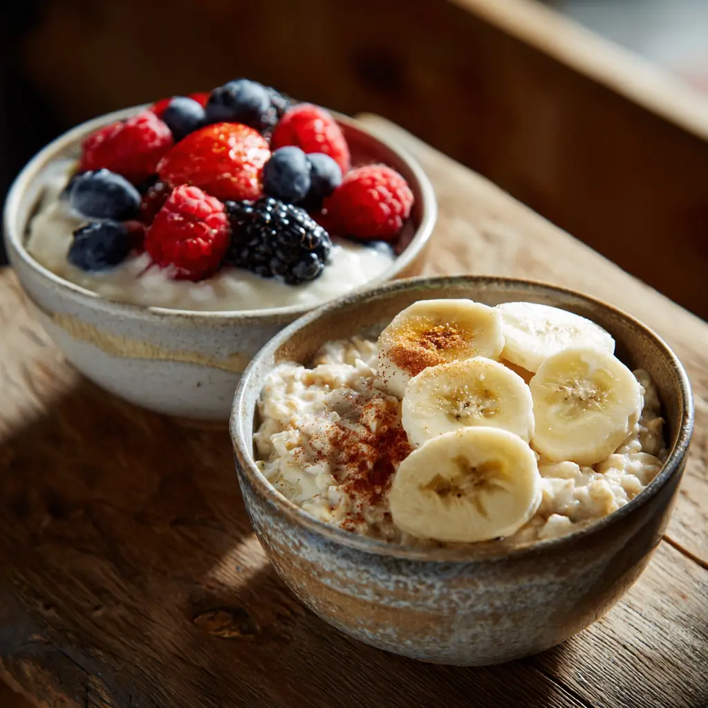 Cream of rice vs oatmeal taste side by side breakfast bowls