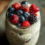 gluten free overnight oats with berries and chia seeds