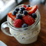 high protein WW overnight oats breakfast with berries