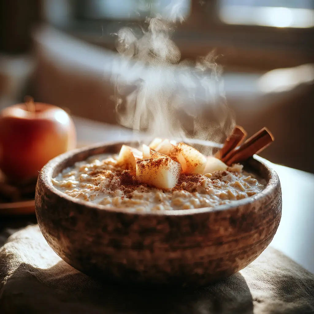 hot overnight oats with apples and cinnamon