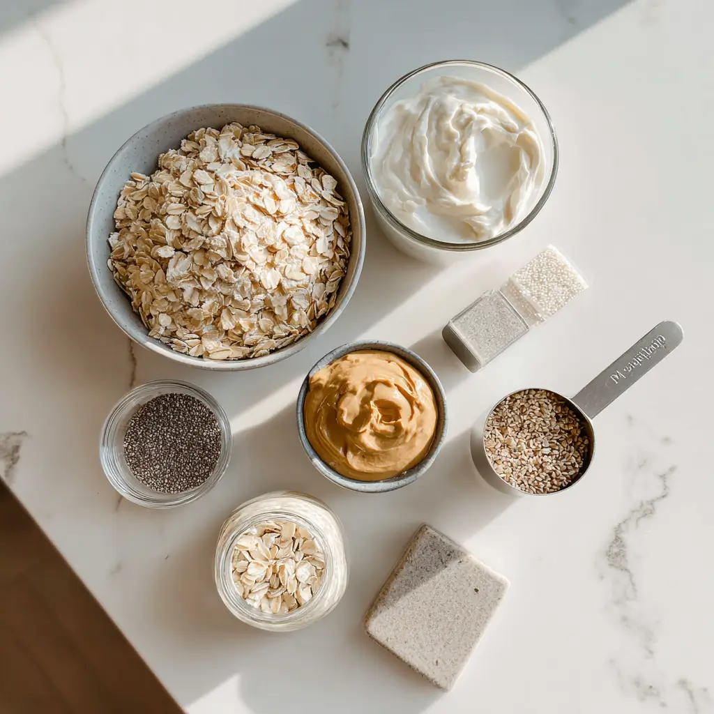 ingredients for high protein overnight oats recipe