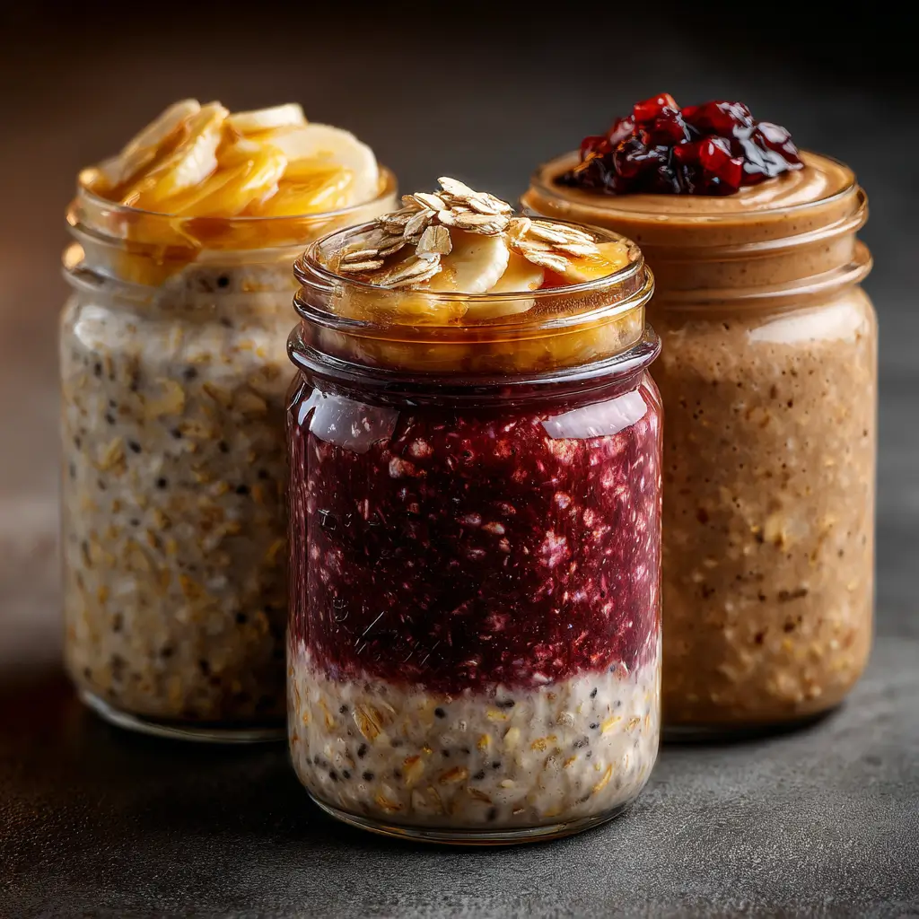 Three flavors of low sugar vegan overnight oats