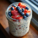 meal prep overnight oats with strawberries and blueberries
