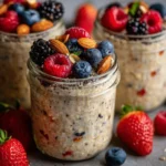 meal prep WW overnight oats with fresh berries in jars