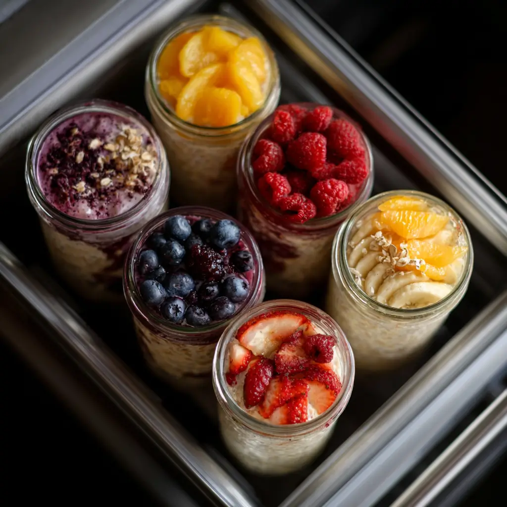 mason jar overnight oats stored in fridge