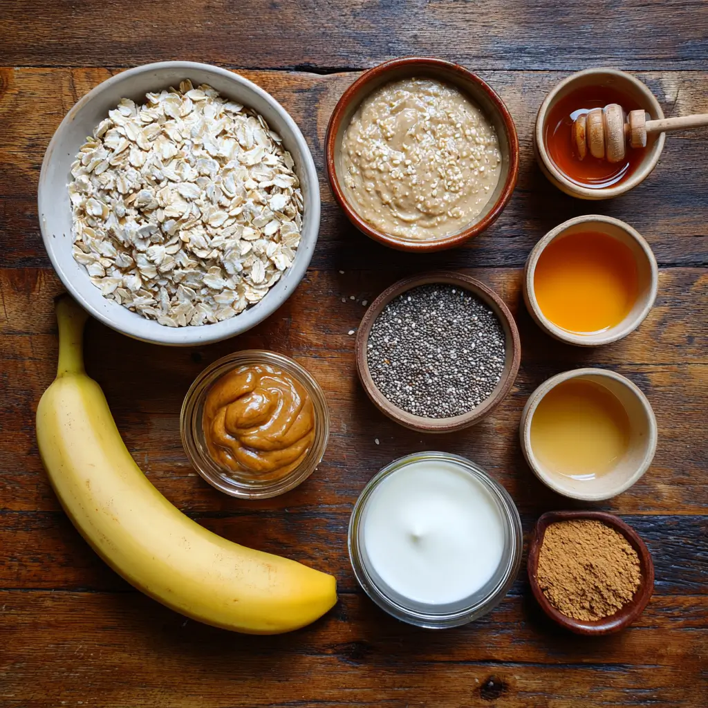peanut butter banana overnight oats ingredients