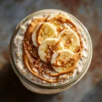 peanut butter banana overnight oats in a mason jar