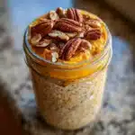 Seasonal vegan overnight oats with pumpkin and spices