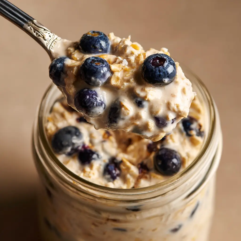 spoonful of ww overnight oats with greek yogurt