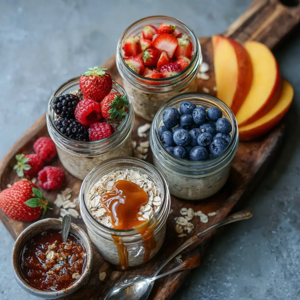 sugar free WW overnight oats stored in jars
