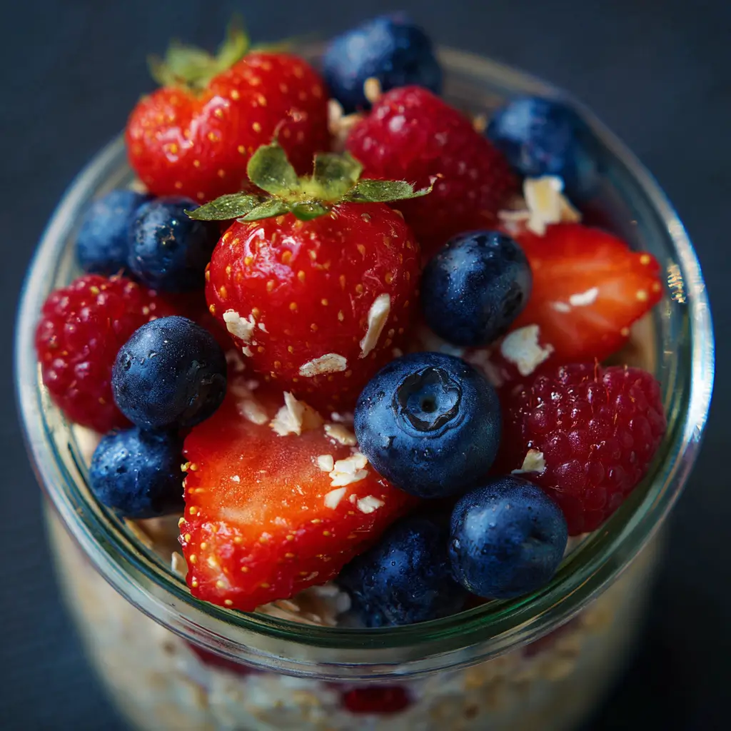 Summer berry WW oats with fresh strawberries and blueberries