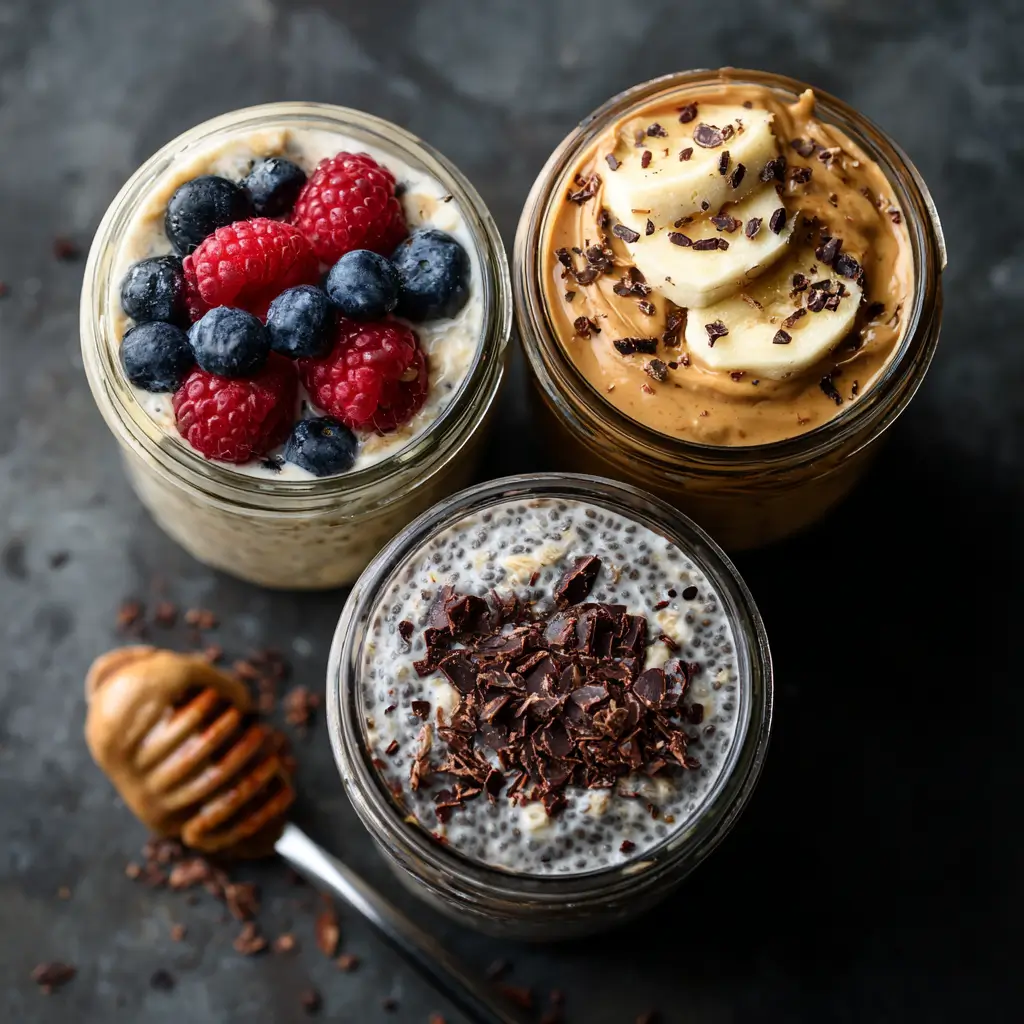 vegan overnight oats flavor variations almond milk berries peanut butter banana