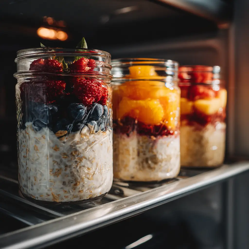 vegan overnight oats mason jars storage fridge