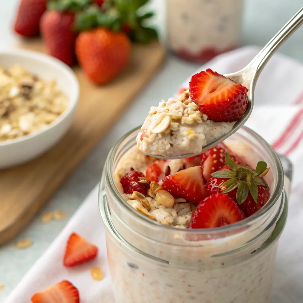 Health benefits of WW overnight oats with strawberries
