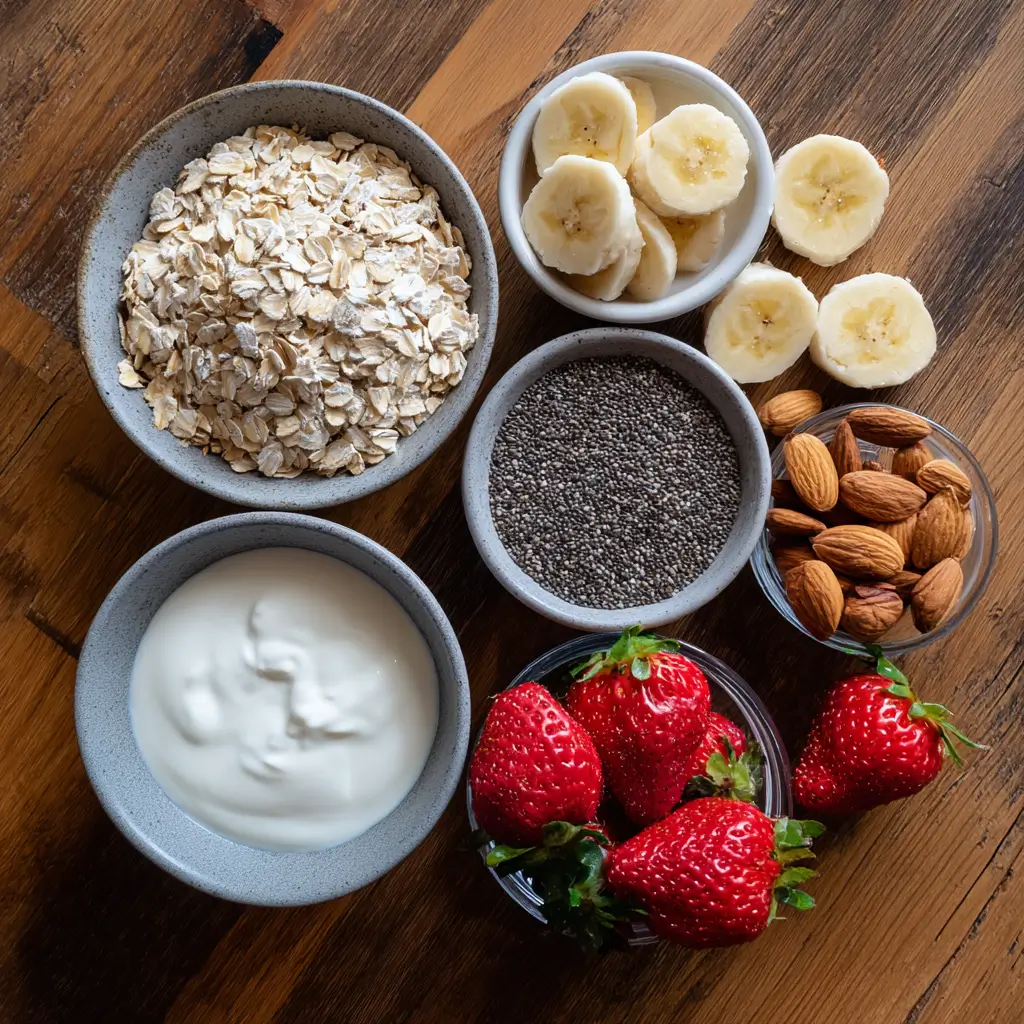 ingredients for ww overnight oats with greek yogurt