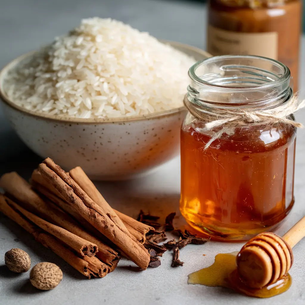 Cinnamon cream of rice ingredients with nutmeg and honey