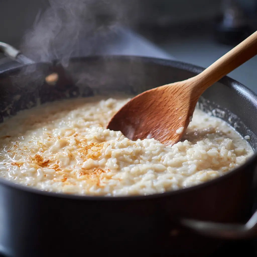 Cream of rice cooking with coconut milk